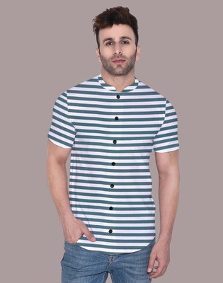 BEYOU FASHION Men Striped Casual Dark Blue Shirt