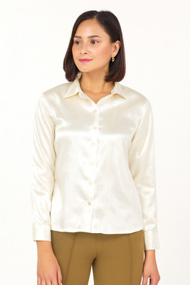 Kumrendra Fashion Women Solid Formal White Shirt