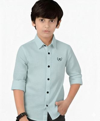 Mameru Boys Solid Casual Light Blue Shirt