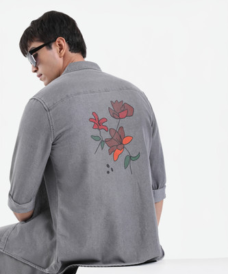 HIGHLANDER Men Printed Casual Grey Shirt