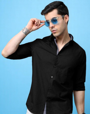 Mantratextile Hubb Men Self Design Casual Black Shirt(Pack of 2)