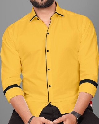 GLOBAL NOMAD Men Solid Casual Yellow Shirt