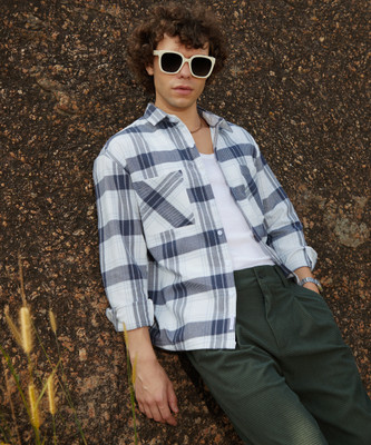 CAMPUS SUTRA Men Checkered Casual Black Shirt