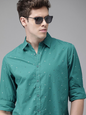Roadster Men Printed Casual Green Shirt