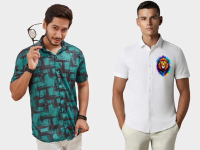Emporium Men Printed Casual Green Shirt(Pack of 2)