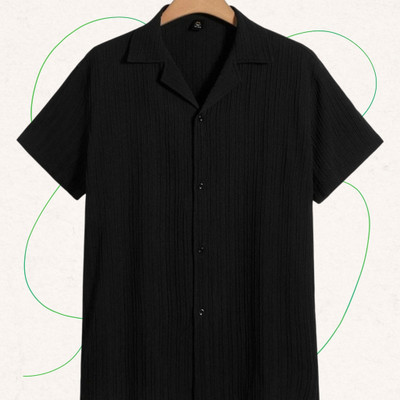 SHIRTWALA Men Self Design Casual Black Shirt