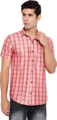 JANAKI ENTERPRISE Men Checkered Casual Pink, Black Shirt