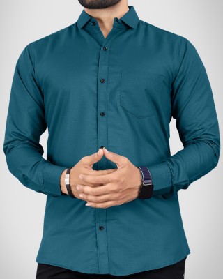 NIVICK Men Solid Casual Dark Blue Shirt