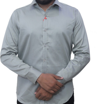 ISUEL Febb Men Solid Casual Grey Shirt