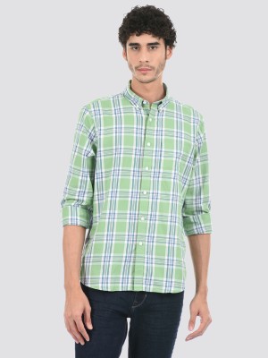 London Fog Men Checkered Casual Green Shirt