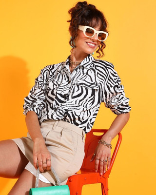 Fiorenza Women Printed Casual Black Shirt
