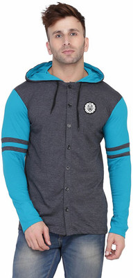 tfurnish Men Solid Casual Grey, Light Blue Shirt