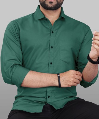 CLOSWIF Men Solid Casual Green Shirt