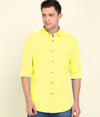 Indi Hemp Men Printed Casual Yellow Shirt
