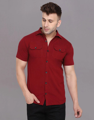 tfurnish Men Solid Casual Maroon Shirt