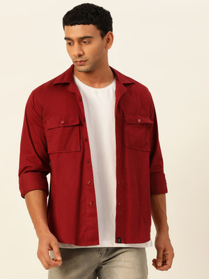 Javinishka Men Solid Casual Maroon Shirt