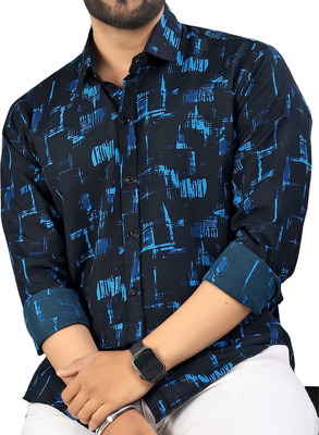 METRONAUT Men Printed Casual Blue Shirt
