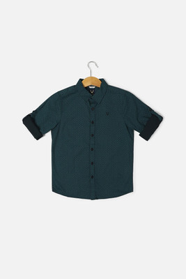 Allen Solly Boys Printed Casual Dark Green, White Shirt
