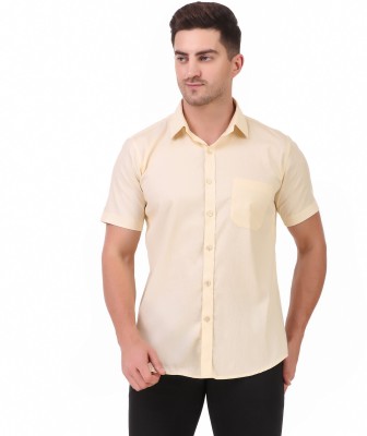 DESIGN UP Men Solid Formal Cream Shirt