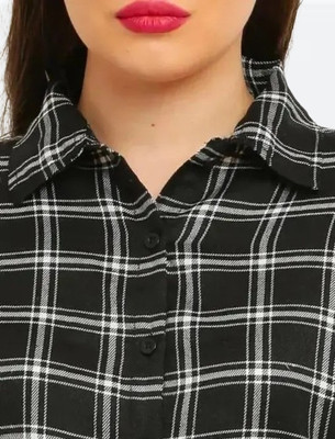 GORIYA Women Checkered Formal Black Shirt