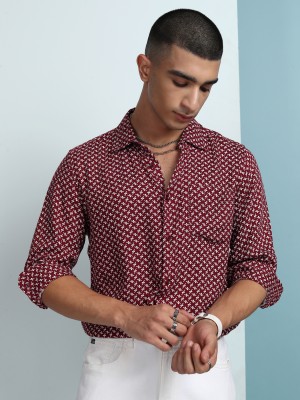 KETCH Men Printed Casual Maroon Shirt