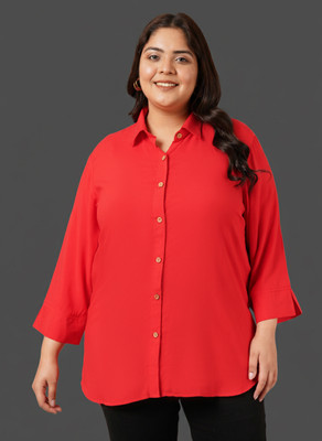 VINAAN Women Solid Casual Red Shirt