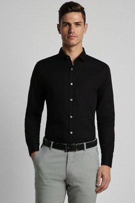 PETER ENGLAND Men Solid Formal Black Shirt