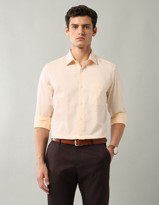 AD by Arvind Men Solid Formal Orange Shirt