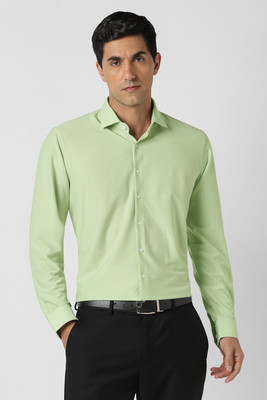 VAN HEUSEN Men Self Design Formal Light Green Shirt