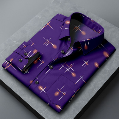 SHLOK TREND Men Solid Casual Purple Shirt