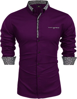 Webric Men Solid Casual Purple Shirt