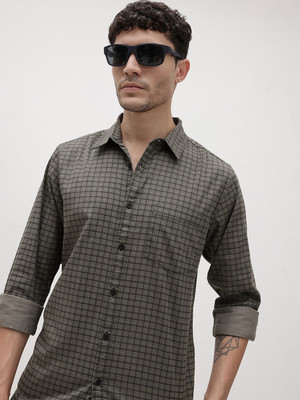 Roadster Men Checkered Casual Grey Shirt