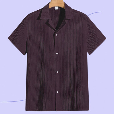 Look Trendy Men Self Design Casual Purple Shirt