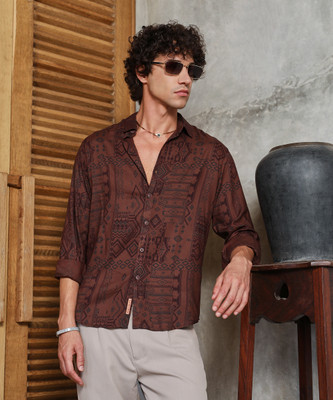 CAMPUS SUTRA Men Printed Casual Brown Shirt