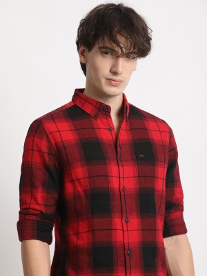 THE BEAR HOUSE Men Checkered Casual Red Shirt