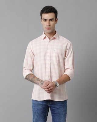 CAVALLO BY LINEN CLUB Men Checkered Casual Pink Shirt