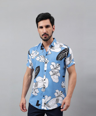 Voroxy Men Printed Casual Blue Shirt