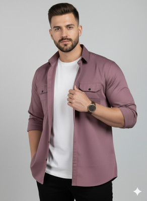 METRONAUT PLUS Men Solid Casual Purple Shirt