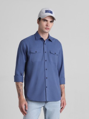 JACK & JONES Men Solid Casual Blue Shirt