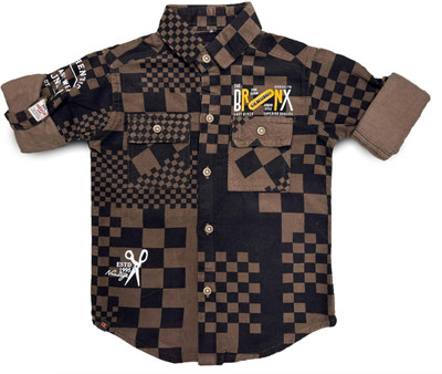 Havok Kids Boys Checkered Wedding Brown Shirt