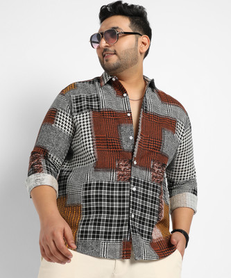 Instafab Plus Men Printed Casual Brown Shirt