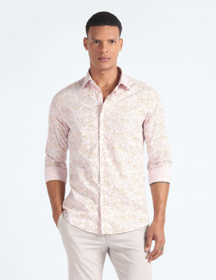 FLYING MACHINE Men Printed Casual Light Green, White, Yellow Shirt