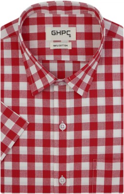 GHPC Men Checkered Casual Red, White Shirt