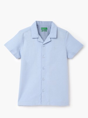 United Colors of Benetton Boys Solid Casual Light Blue Shirt