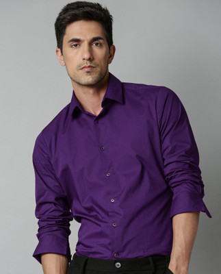 METRONAUT Men Solid Casual Purple Shirt