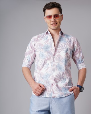 Paul Street Men Printed Casual Pink, Light Blue Shirt