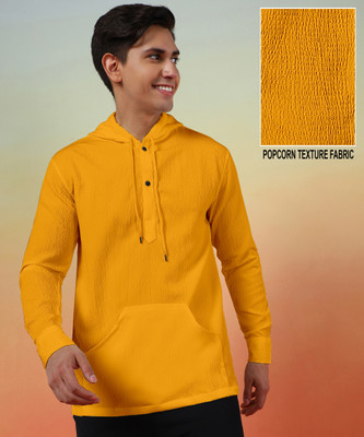 INDICLUB Men Self Design Casual Yellow Shirt