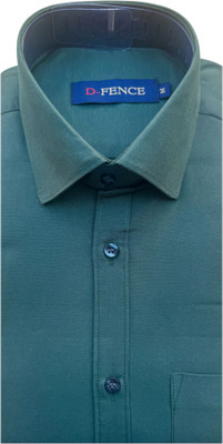Defence Men Solid Formal Green Shirt
