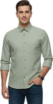 JAKSWEARTHE MOMENT Men Solid Casual Light Green Shirt