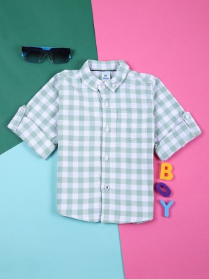 V-MART Baby Boys Checkered Casual Green Shirt